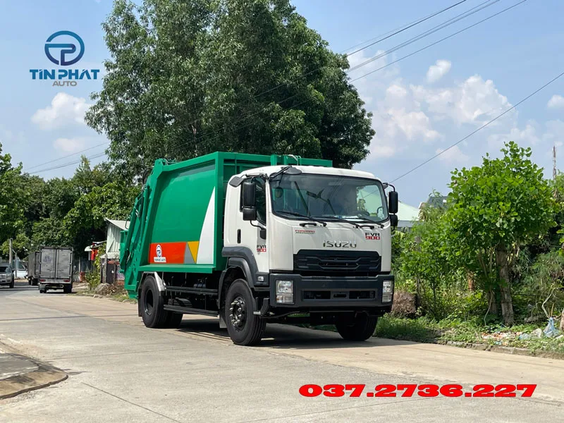 Xe Ép Rác 14 khối ISUZU FVR900 Máng Xúc